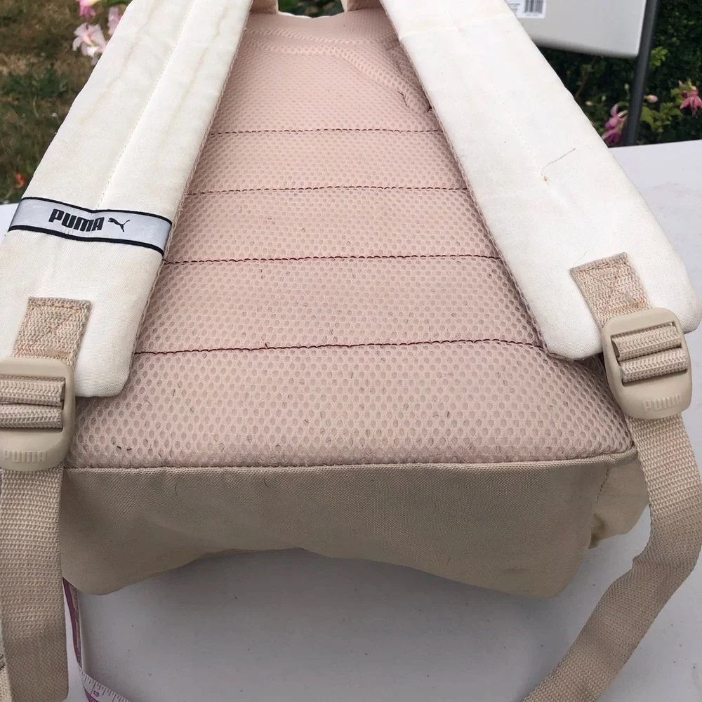 Puma Cream & Beige Backpack with Pink Logo Size 18”